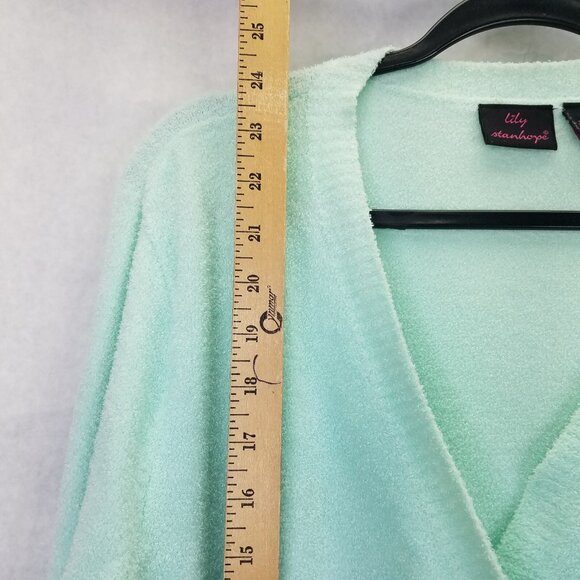 Lily Stanhope Ballet Sweater Women's L Green Pullover Cross Front Eyelash Knit - Picture 13 of 15